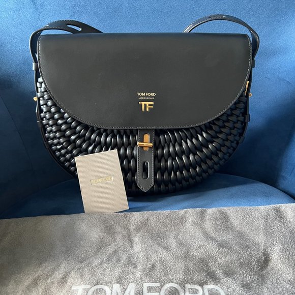 Tom Ford Woven Leather T Twist Small Crossbody - Picture 8 of 12